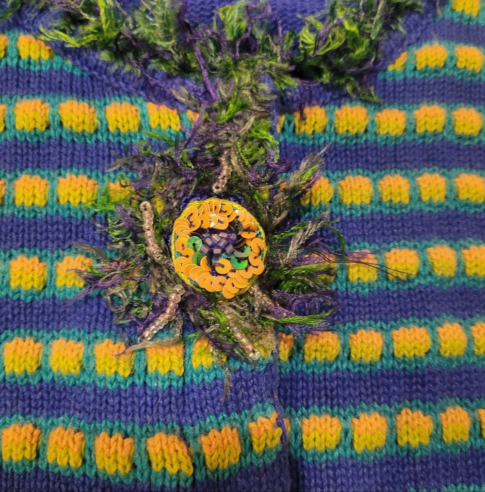 Colorful Peacock Themed Long Cardigan - Picture 8 of 15